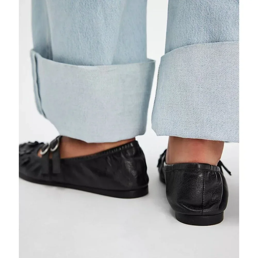 Free People Black Floral Flats - Picture 3 of 12